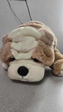 Ty Classic Plush Bulldog Dog Stuffed Animal Tan White Soft Toy Large