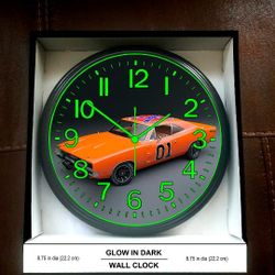 General Lee Glow in the Dark Wall Clock Dukes Of Hazard Wall Clock New!