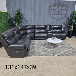🛋️ Reclining Leather Sectional Sofa (Delivery Available!! )