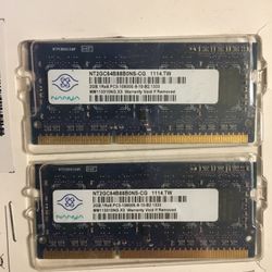 Laptop RAM 4GB (2GBx2) PC3-10600