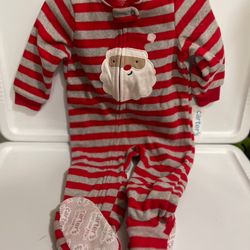 Carters Toddler Boy Striped Santa Fleece Footed Pajama Set - 2-pack