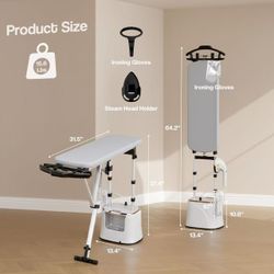 🥨 Standing Garment Steamer with Dry Ironing, 2000W Powerful Steamer for Clothes with with Flat & Slant & Hanging Iron Options,3 Steam Modes, 25s Fast