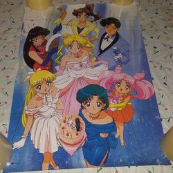 Vintage 1990s Sailor Moon Laminated Wall ART: The Birthday Party