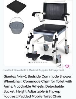 Giantex 4-in-1 Bedside Commode Shower Wheelchair