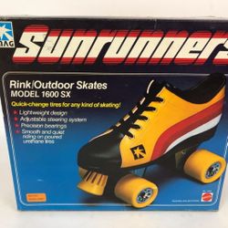 Vintage 1970s Retro Striped Lace Up Roller Skates