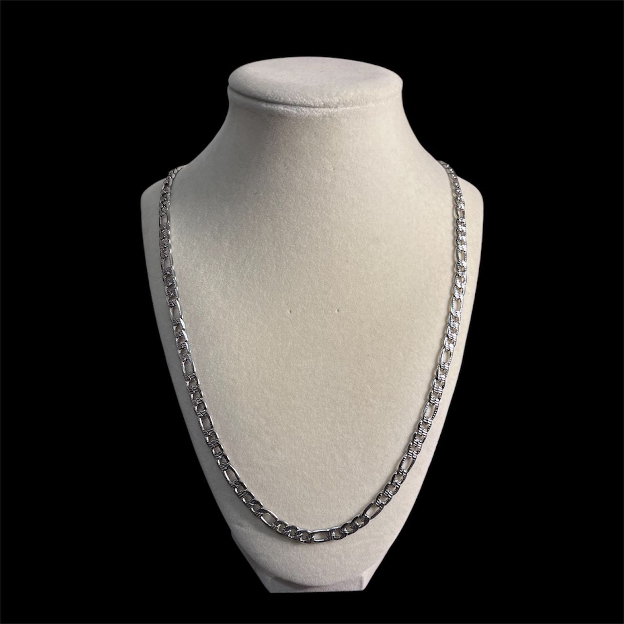 Solid Stainless Steel Diamond Cut Figaro Chain