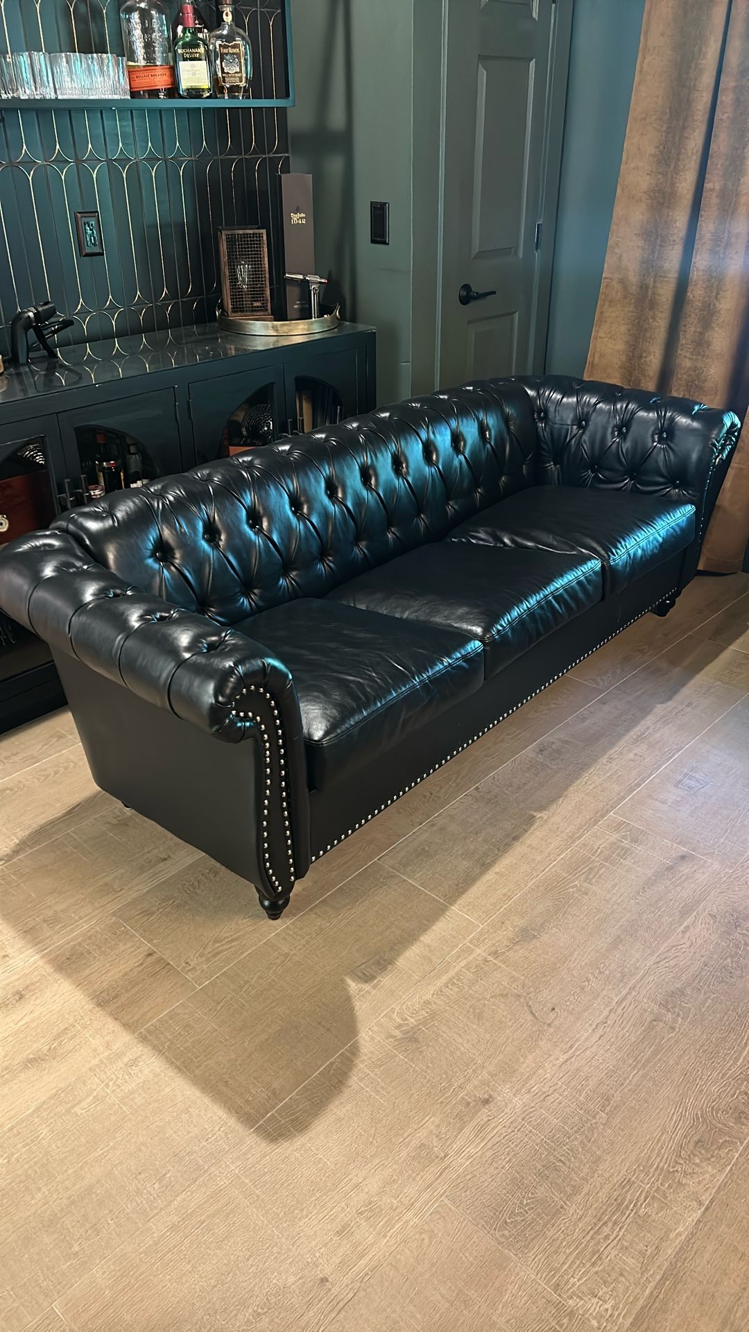 Faux Leather Tufted Sofa