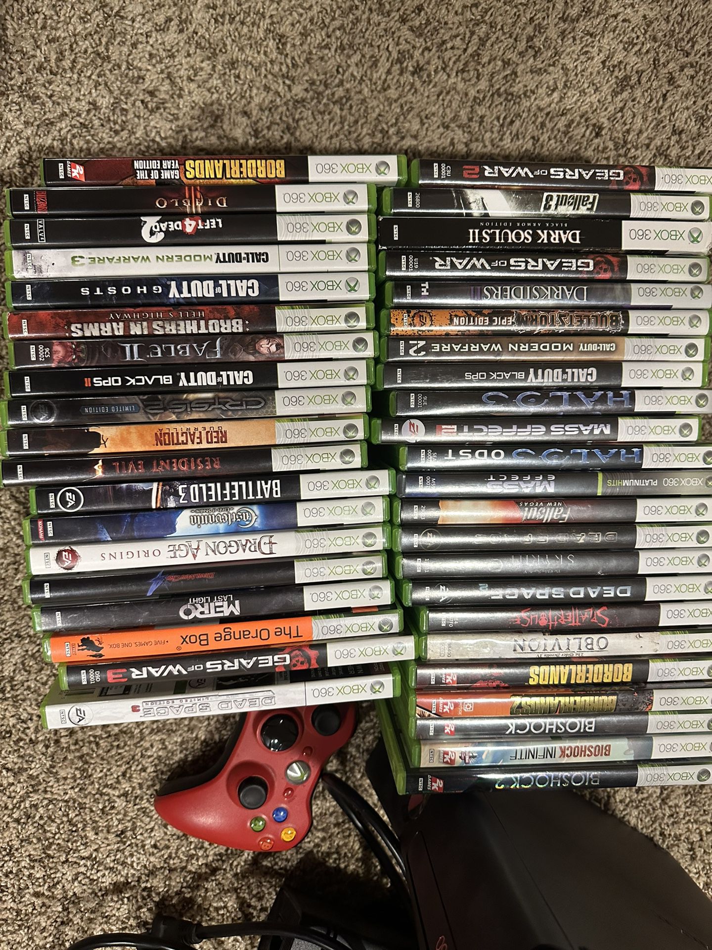 Xbox 360 Lot 42 Games Controller,wires 