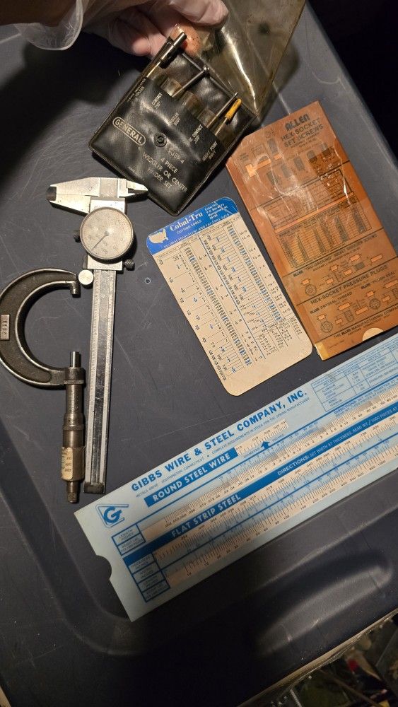 Vintage Machinist Tool Lot – Micrometer, Dial Caliper, General S-389-6 Set