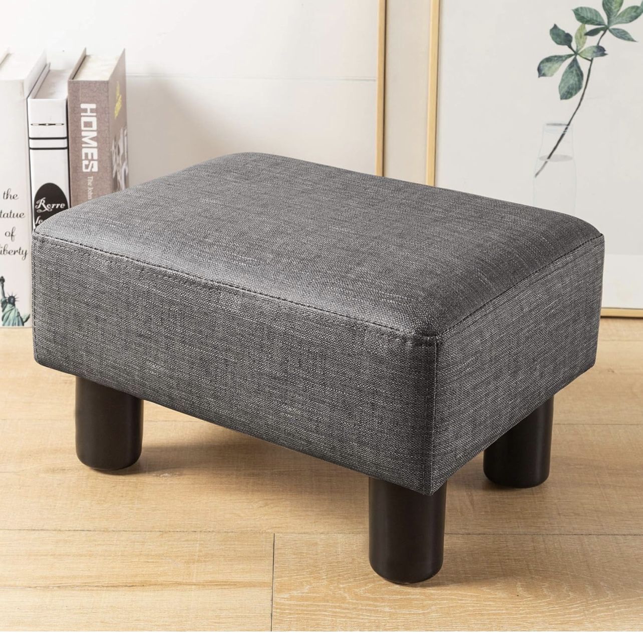 Modern Rectangle Footrest Small Step Stool Ottoman For Couch , Desk Office , Living Room , Gray 