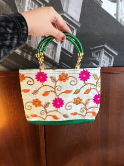Indian handicraft floral satchel bag