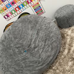 Love Sac Gray Chinchilla With Ottoman 