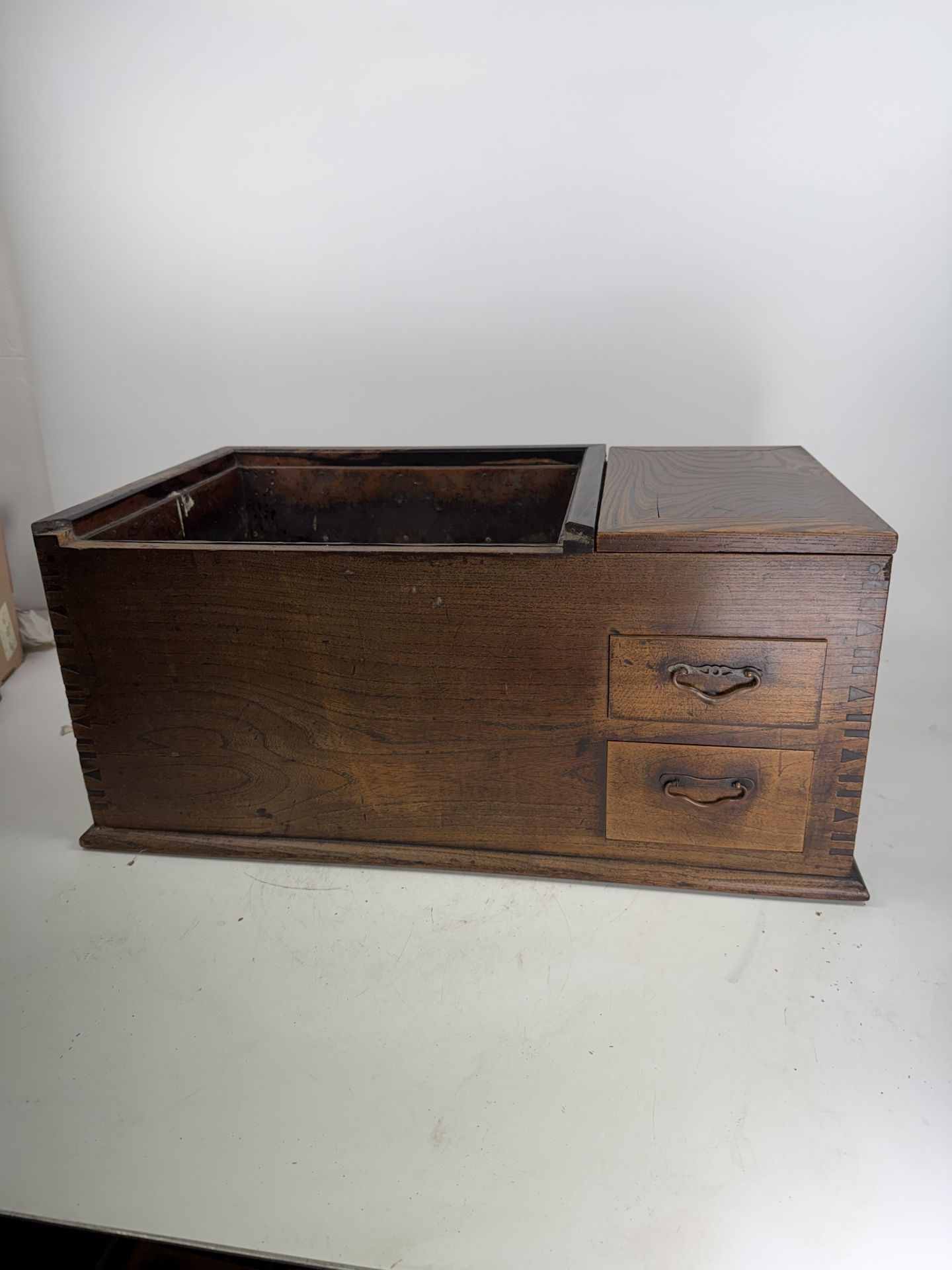 Antique Japanese Meiji Period Hibachi Tea Tansu Chest Wood Tea Ceremonial