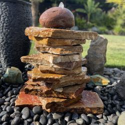 30” Custom Stacked Stone Water Feature in Sockeye