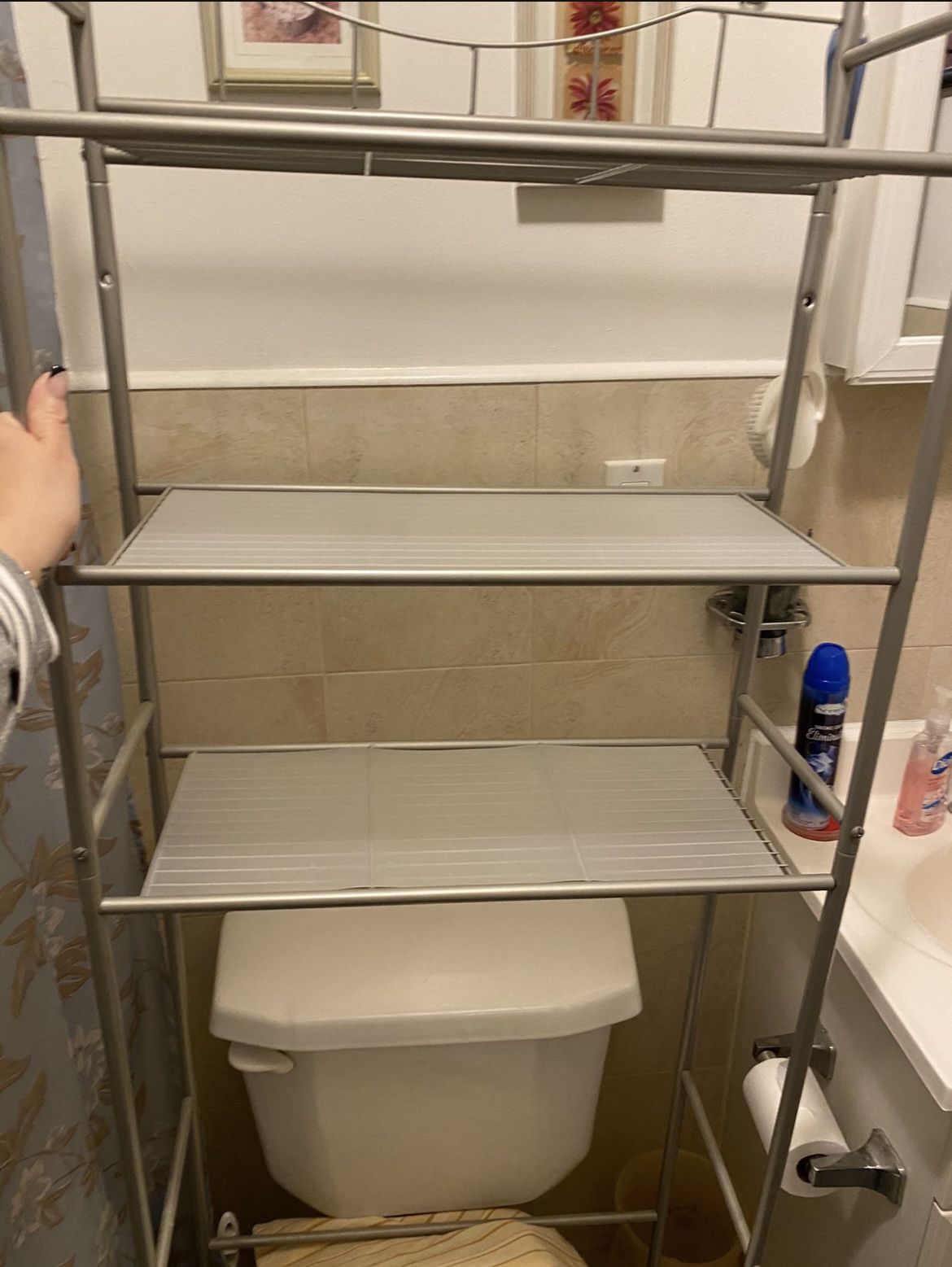 Silver Bathroom Storage Shelves