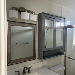 two (2) IKEA HEMNES Mirror cabinet with 2 doors, gray, 32 5/8x6 1/4x38 5/8 "