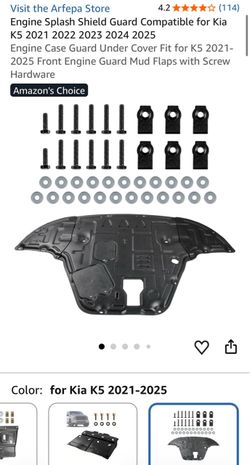 Engine Splash Shield Guard Compatible for Kia K5 2021 2022 2023 2024 2025 Engine Case Guard Under Cover Fit for K5 2021-2025 Front Engine Guard Mud F