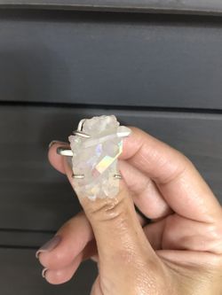 Angel aura quartz sterling silver ring