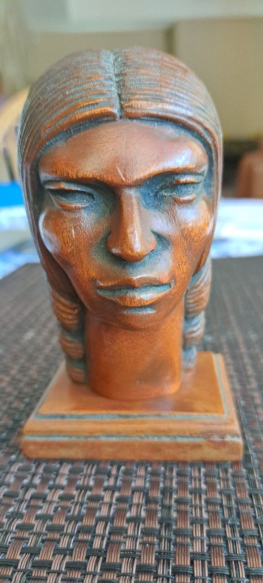 Peruvian Wood Carving Bust Of A Woman