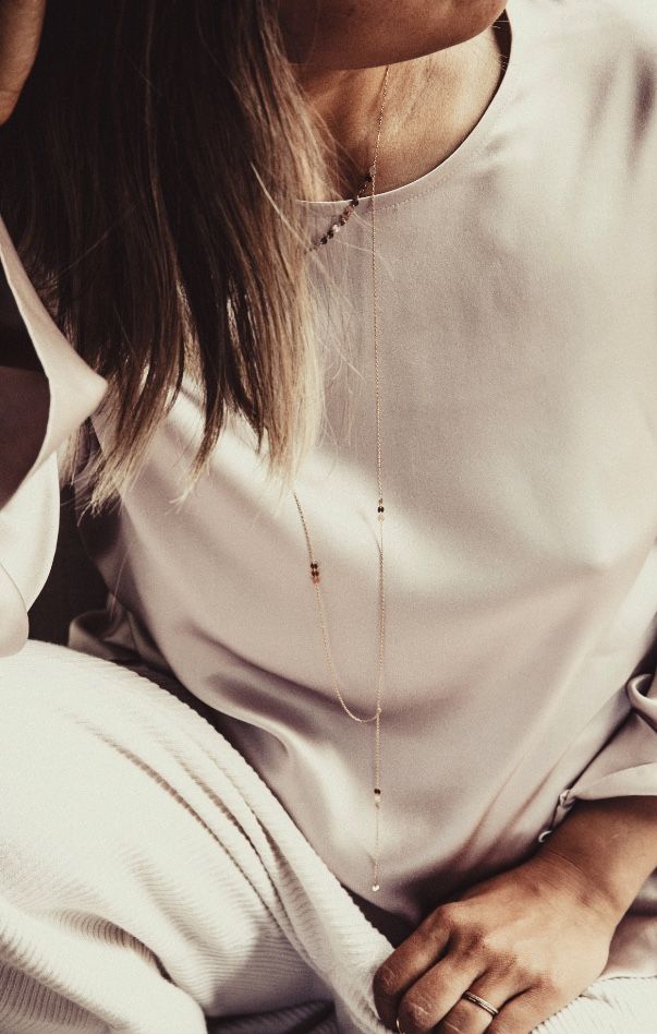 14k Rose Gold Y Necklace with Gold Disc Accents β 19β + 2β Extension