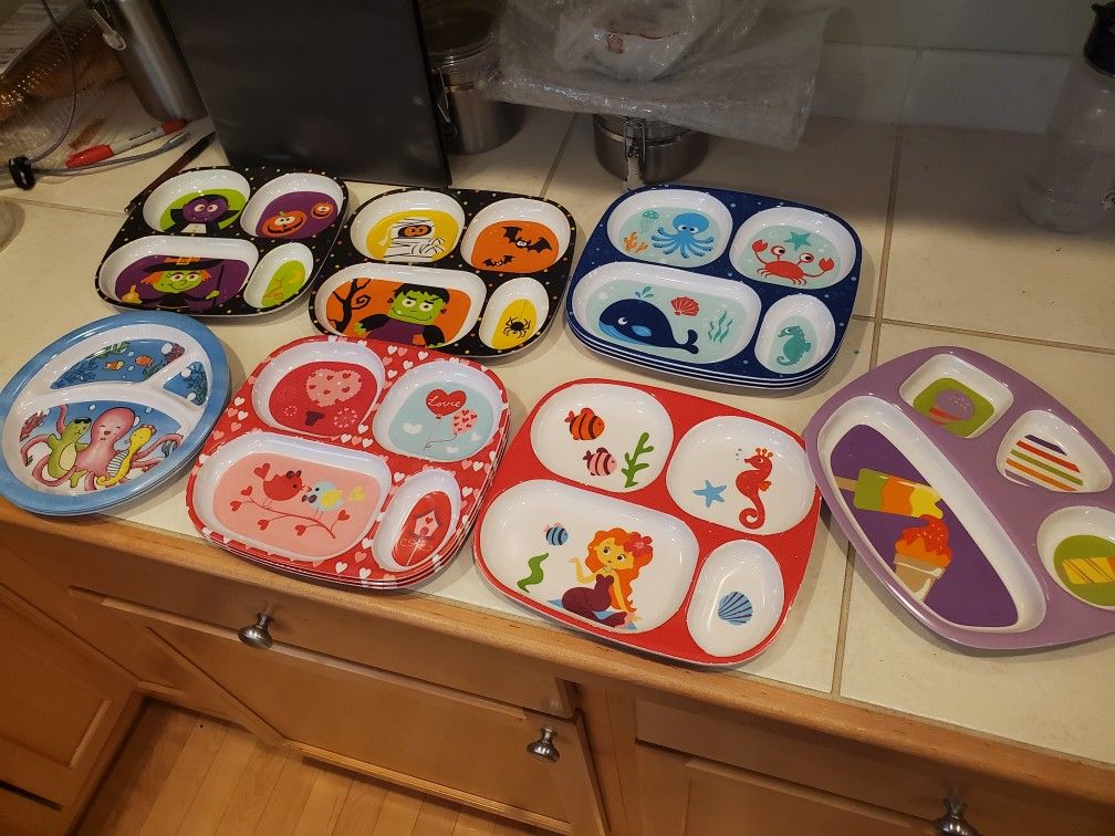 13pc Toddler/kid Plates Lot