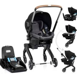 Evenflo Shyft DualRide Infant Car Seat Stroller Combo with Carryall Storage (Boone Gray)