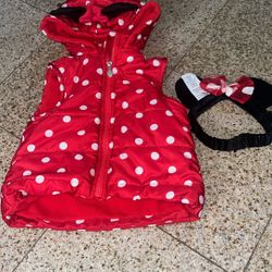 Disney Minnie Mouse Puffer Best And Headband Size 3t 