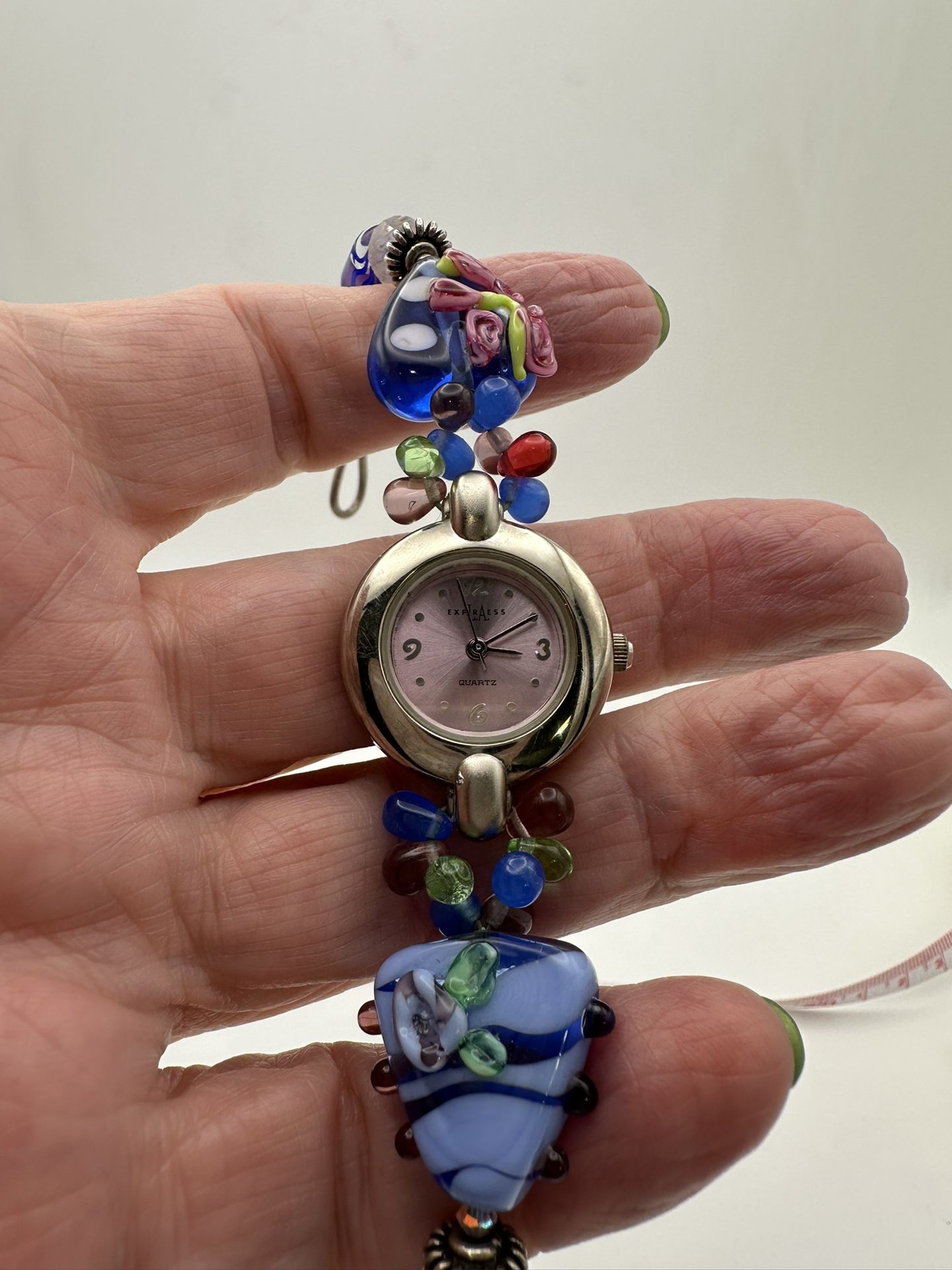 Express LA Watch Lucite Colorful Beads 8” Long Not Tested Needs Battery 