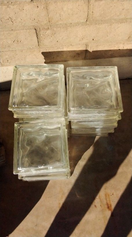 11 Glass Blocks 7.75" X 7.75" Used