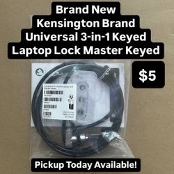 Brand New Kensington Brand Universal 3-In-1 Keyed Laptop Lock Master Keyed (1 Available)