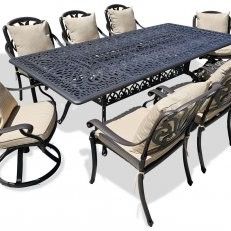 9 Piece Cast Aluminum Outdoor Patio Dining Table Set Antique Bronze