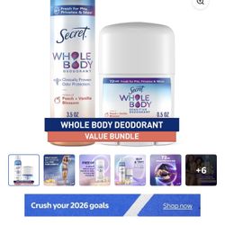 Secret Whole Body Peach & Vanilla Spray 3.5oz + Peach & Vanilla Stick 0.5oz