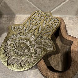 Hand Crafted of Fatima Large Wooden Trinket Box w/Slide Open Lid