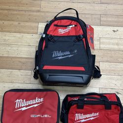 Milwaukee Jobsite Backpack Tool Bag Zip Soft Case 3pcs