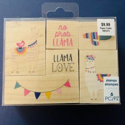 Llama Love ADORABLE Name Brand 6pc Stamp Set