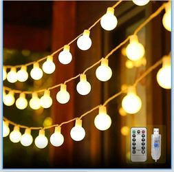 Globe String Lights Fairy Lights Plug in 23 ft 50 LED USB Powered Remote Control 8 Modes for Bedroom Balcony Garden Party Christmas Tree Indoor Decora