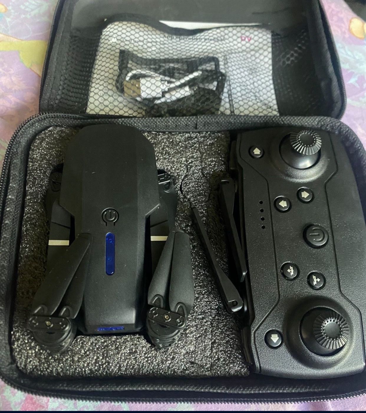 - Fold drone pro good condition and new have everything in the bag $19.