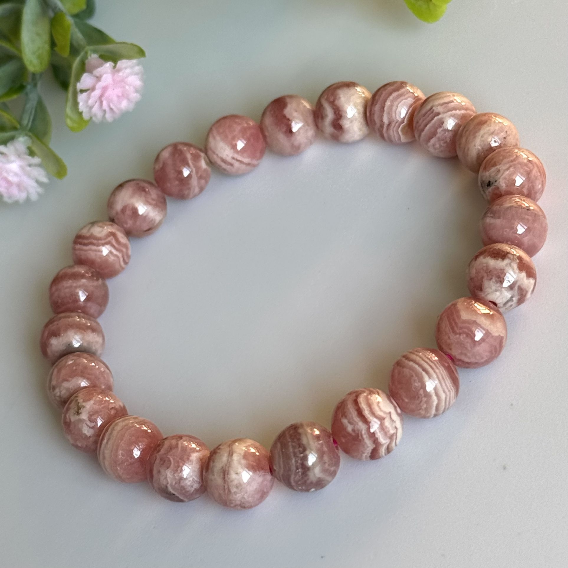 8mm Natural Rhodochrosite Bracelet