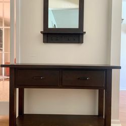 Pottery Barn Solid Wood Entry Table & Mirror