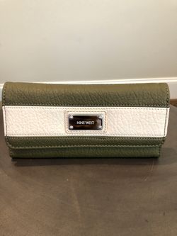 Nine West Sage Green Trifold Wallet: Faux Leather