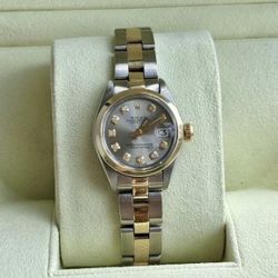 (300$)Rolex Lady-Datejust 26 Two Tone Silver Diamond Dial Oyster Bracelet