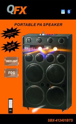 Equipo con 4 bocinas 12” y máquina de humo // Bluetooth box with four 12” woofer and fog machine