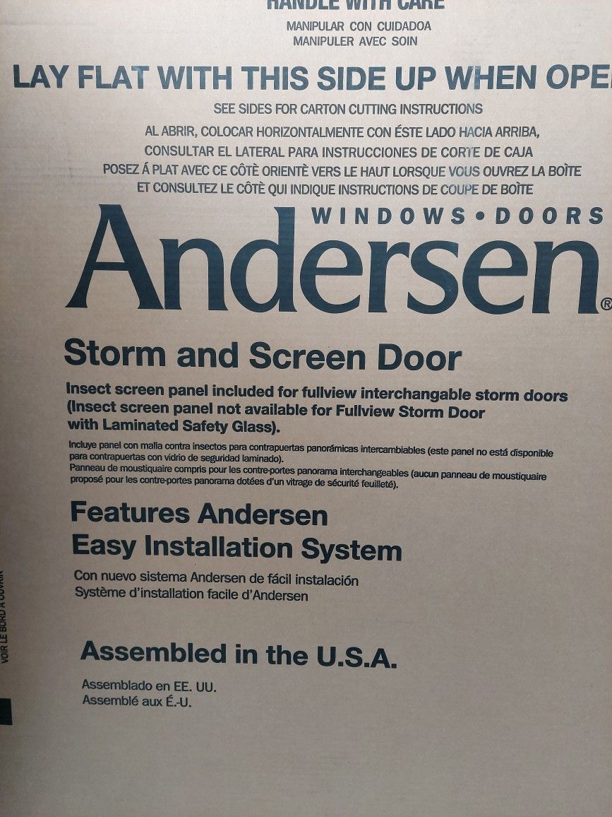 NEW ANDERSEN STORM SCREEN GLASS DOOR 36x80 FULL VIEW SANDTONE
