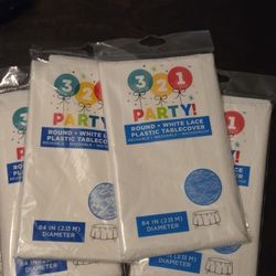 17 New Round White Lace Plastic Tablecover