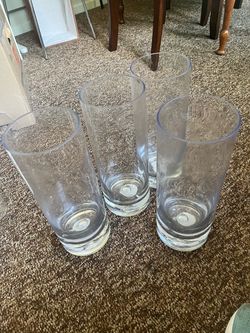 4 Tall cylinder Vases 5.75”dia x 15”H
