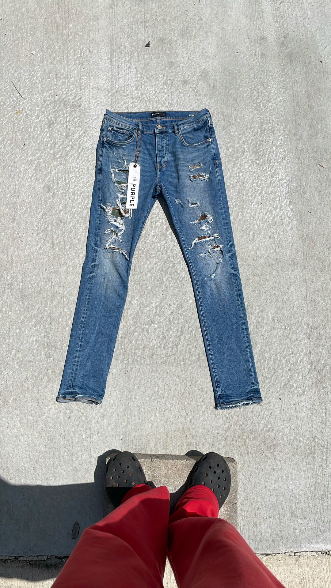 Purple brand, jeans, blue and camo worn a few times belt loop tag missing authentic