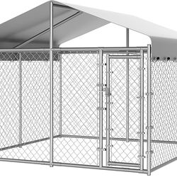 Extra Large Outdoor Dog Kennel, 10x10x6.56ft Anti-Rust Dog Kennel Outside with Roof, Galvanized Chain Link Dog Runs for Outside with Secure Lock