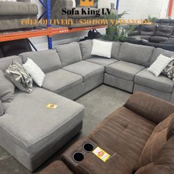 Free Delivery* Like New Gray Fabric Sectional Sofa! 