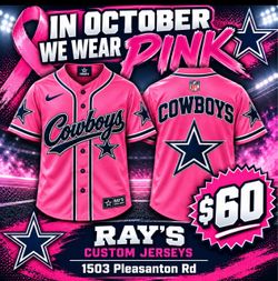 Dallas Cowboys Pink Baseball Jersey