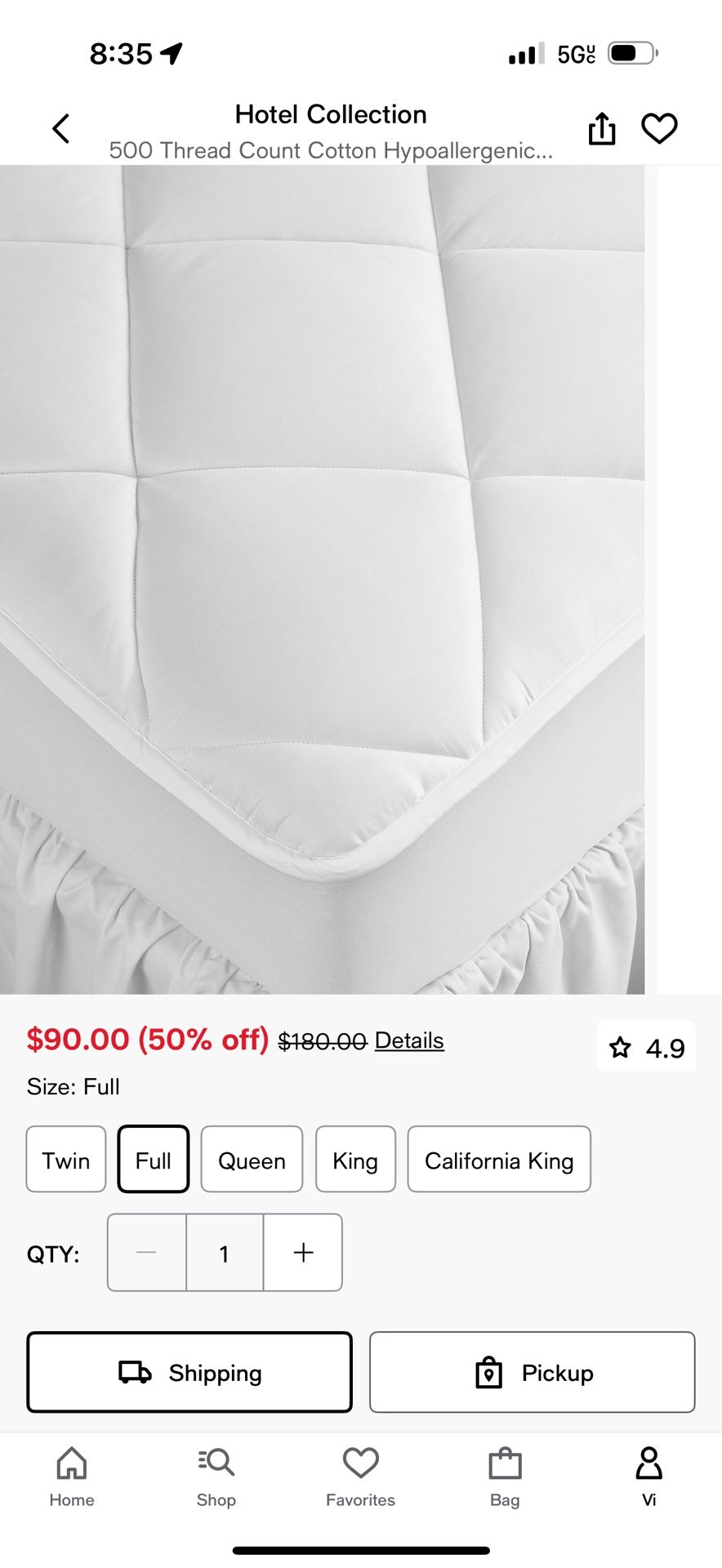 Full Size hotel collection Mattress Topper